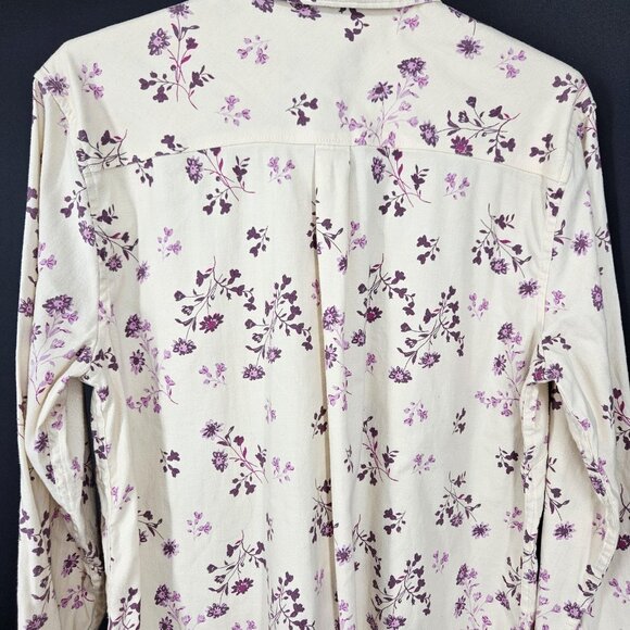 Eddie Bauer Shirt Womens XL Cream Purple Floral Button Up Long Sleeve Outdoor - Picture 8 of 11